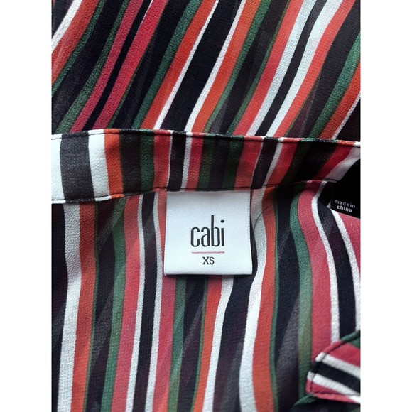 CAbi Ultimate Striped Top 5519 Sheer Balloon Sleeve Blouse 5519 - Picture 11 of 12